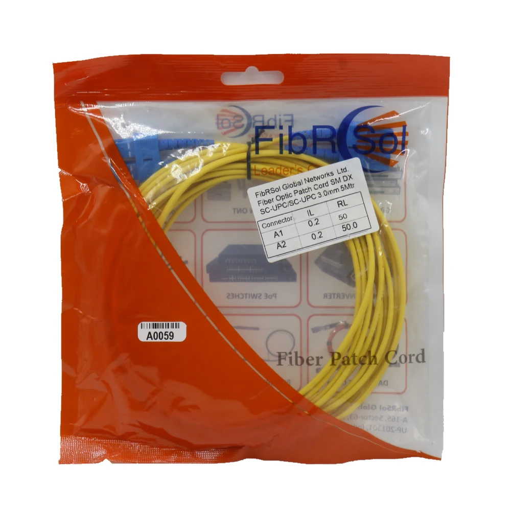 FIBRSOL FIBER PATCH CORD SC/UPC-SC/UPC DUPLEX 3.0mm 5m